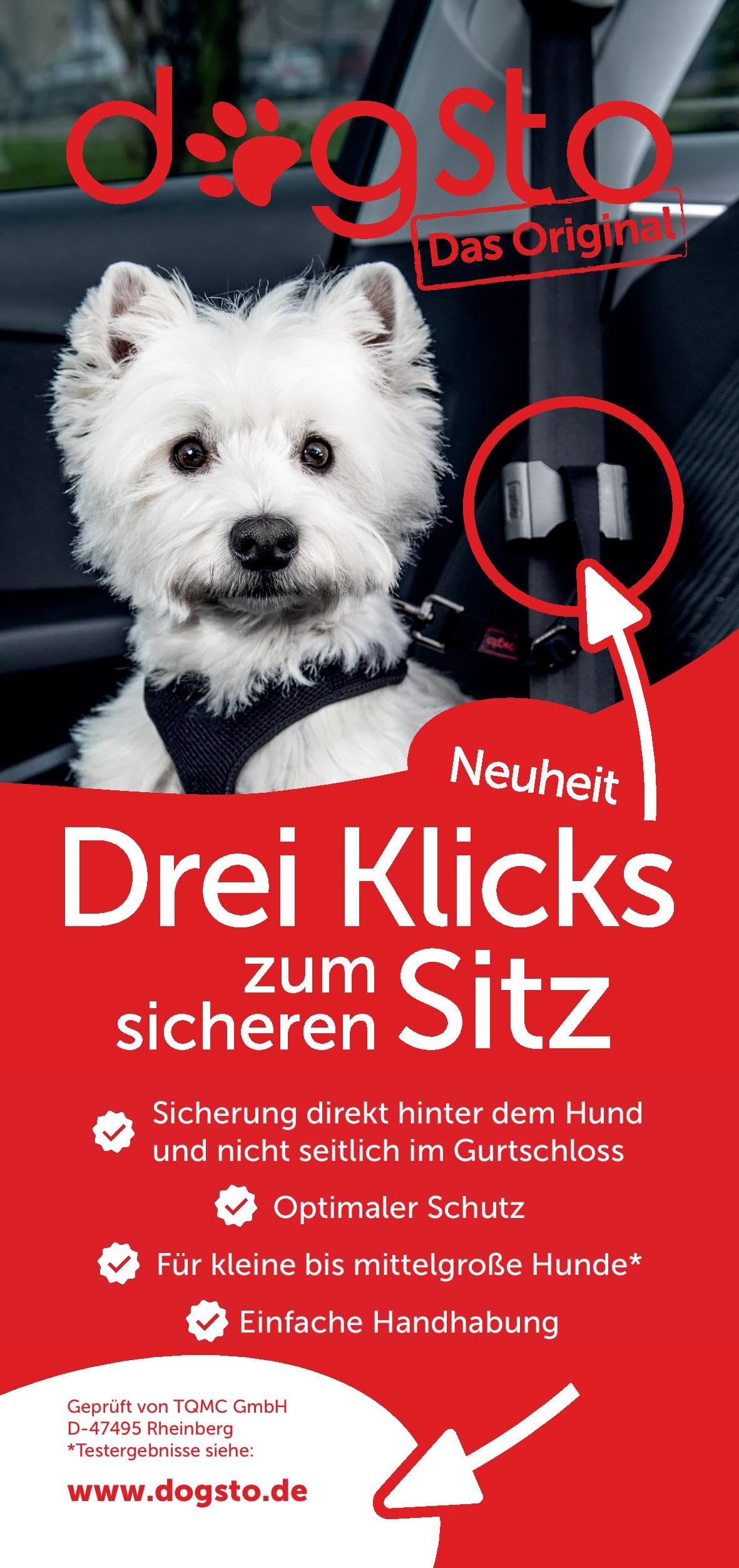 Dogsto Adjustable Dog Harness for Car Travel, Universal Fit for Dogs up to 25 kg, Prevents Lateral Spin during Braking