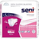 Seni Super Quatro Unisex Incont. Briefs with Tabs, Regular, 40-50 in, 40 ct | Disposable Overnight Briefs for Men &amp; Women