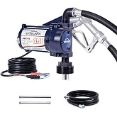 12V Fuel Transfer Pump 15 GPM Transfer Tank Pump with Manual Nozzle &amp; Hose | Diesel Transfer Pump 12 Volt Electric Gasoline Transfer Pump Kit for Fuel Tank, Gasoline, Diesel, Kerosene