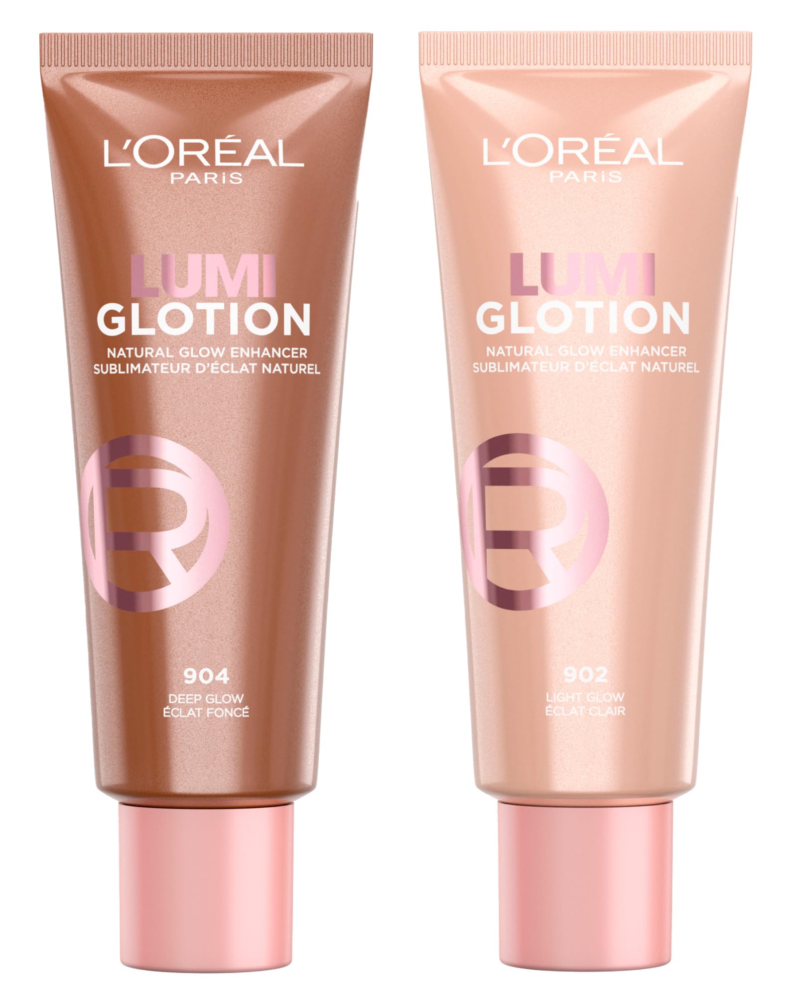 L'Oréal Paris Lumi Glotion Illuminating Liquid Illuminate and Sculpt - Beauty Routine Hydrate Face and Body Shades 902 Light Glow + 904 Deep Glow - 2 x 40ml bottles