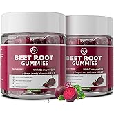 M inch Beet Root Gummies, Blood* Pressure Support & Nitric Oxide Booster, 8-in-1 Wellness Formula with Grape Seed, Coq10, Folic Acid, Vitamin C, B3 & B12, Sugar Free, Vegan, Pomegranate Flavor, 2 Pack