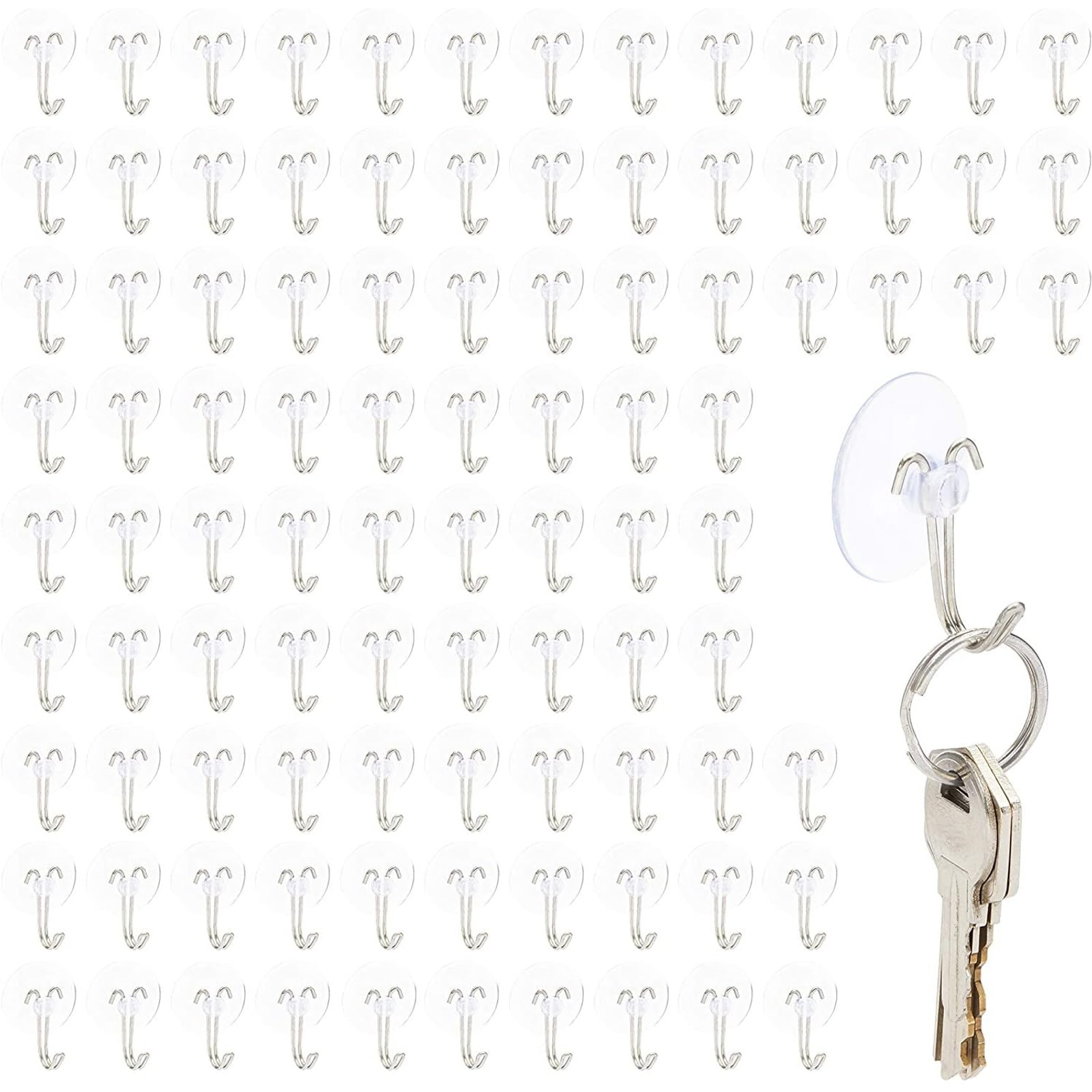 Juvale Mini Clear Suction Cup Hooks, 0.19 Inches (30 mm, 100 Pack)