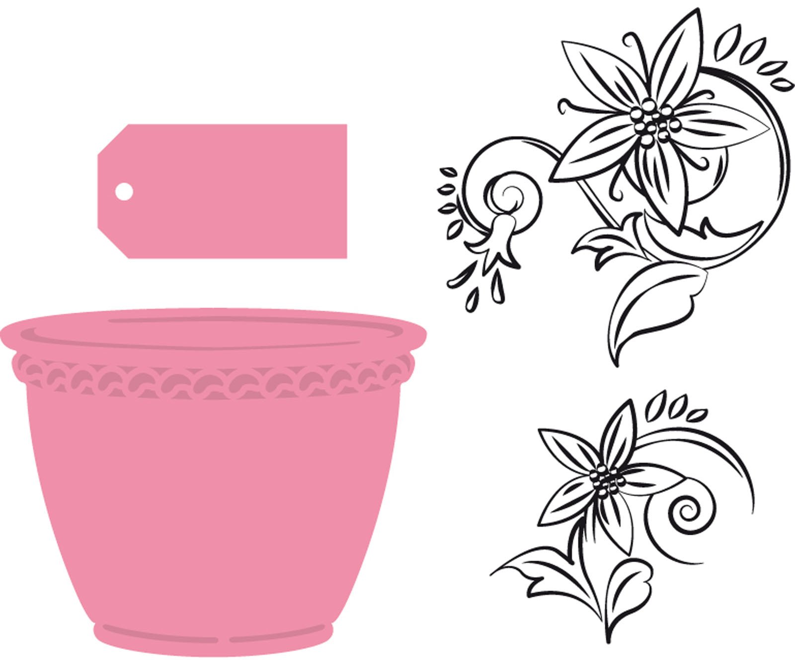 Marianne Design Die Cutting Collectables Flower Pot, Metal, Pink, 7 x 5.7 x 0.4 cm