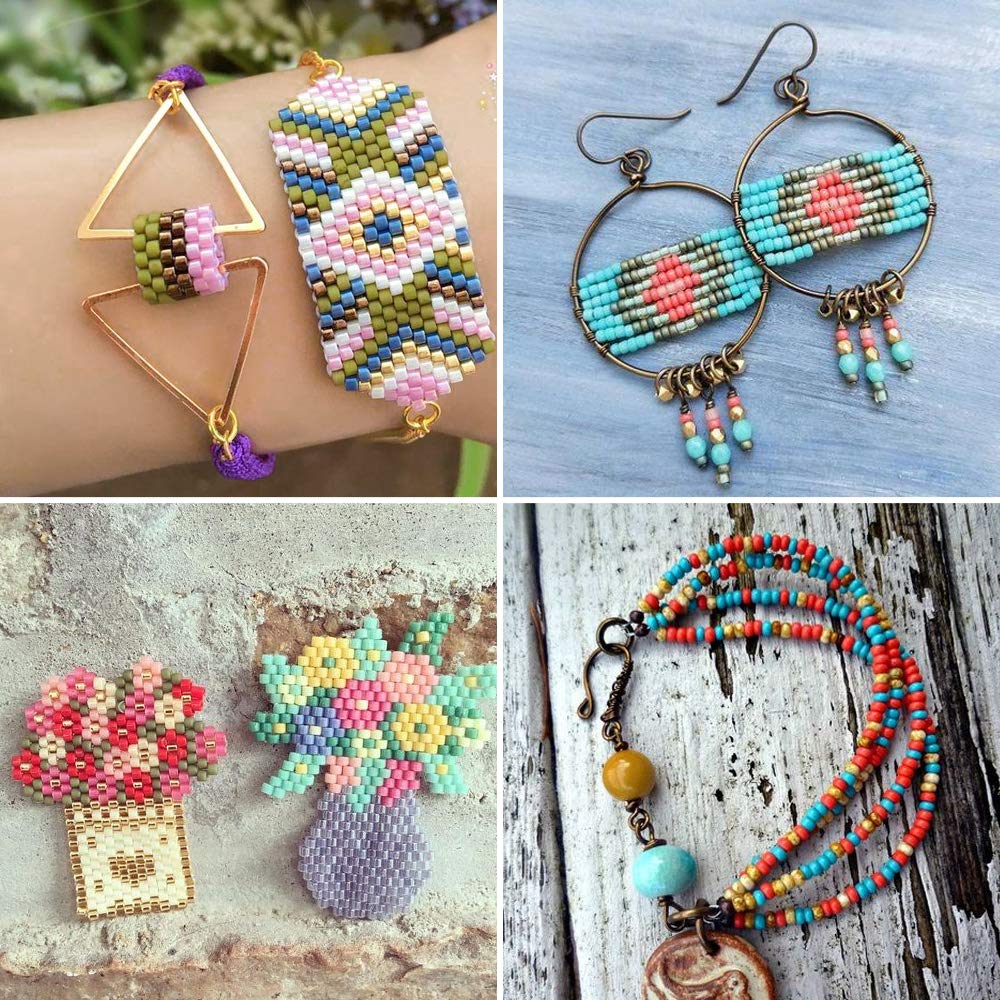 OUTUXED 7200pcs Seed Beads for Friendship Bracelet Kit, 4mm Glass Bracelet Kit and 300pcs Letter Beads for Jewelry Making, Necklaces, Craft Gifts