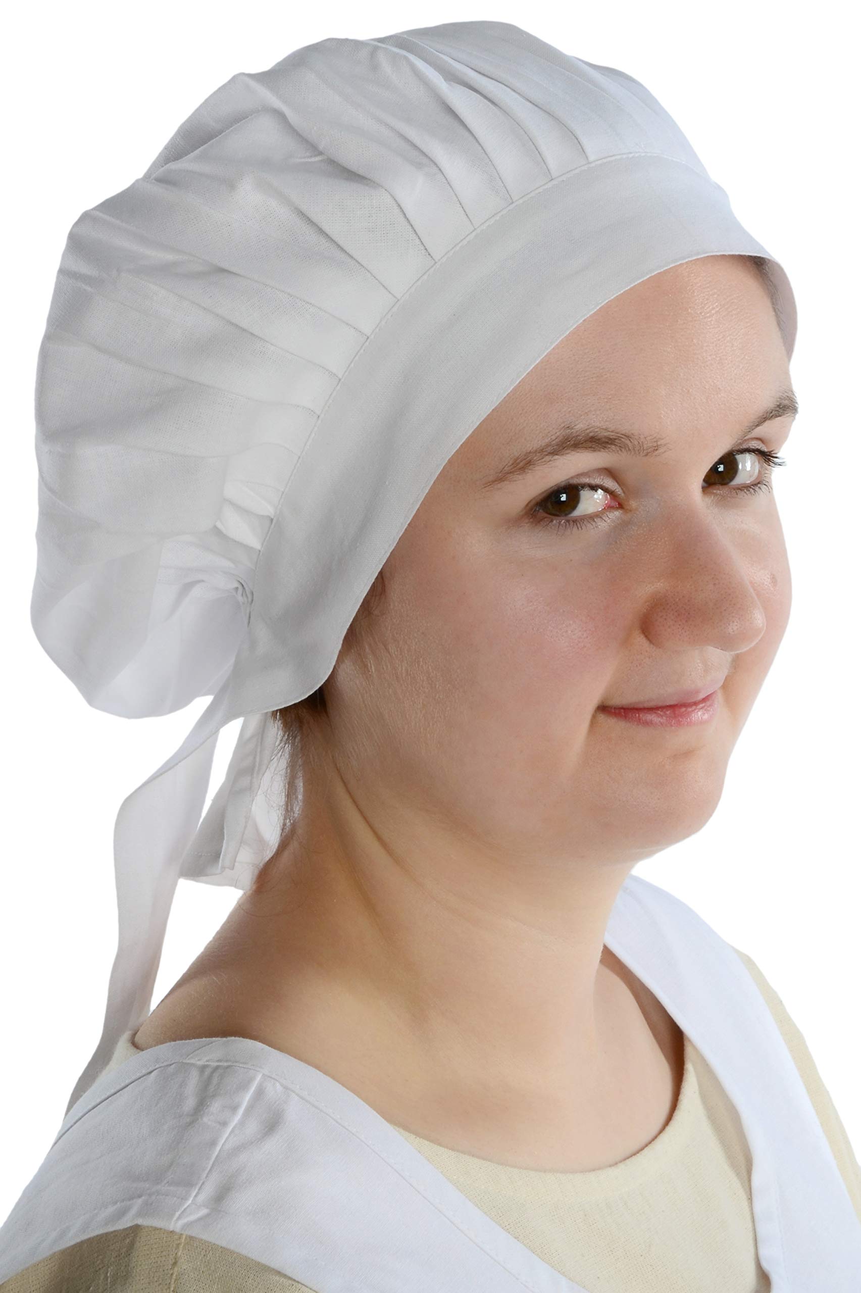 HEMAD Lady Bonnet with tie White Pure Cotton