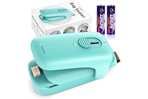 TYHJOY Mini Bag Sealer, Handheld Vacuum Heat Sealer and Cutter, Portable Chip Bag Resealer Sealing Machine for Snack Plastic Fresh Bags Cookies Green - Battery Not Included (Green)