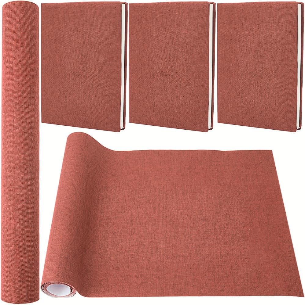 CRASPIRE 130 x 30cm Suede Book Cloth for Book Binding Fabric Surface Paper Backed Bookcover Books Album Scrapbooking Archival DIY Covering Protector Bookcloth Bookbinding Supplies Dark Red
