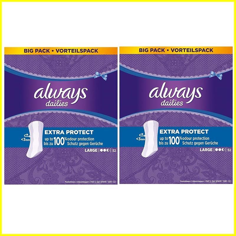 Always Dailies Panty Liners with Extra Protection Large Pads 2 x 52
