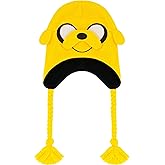 Adventure Time Beanie Hat, Jake The Dog Adult Cosplay Peruvian Winter Knit Cap with Tassels for Men and Women, Yellow, One Size