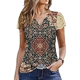 ETCYY Womens T Shirts Short Sleeve Spring 2026 Fashion Summer Tank Top V-Neck Button Down Floral Dressy Casual Blouses