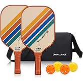 Glarollirace Pickleball Paddles Set of 2 | 4 Pickleball Rackets, USAPA Approved Pickleball Set, Fiberglass | Carbon Fiber Surface & 13 mm PP Honeycomb Core,4 Indoor & Outdoor Pickle Balls