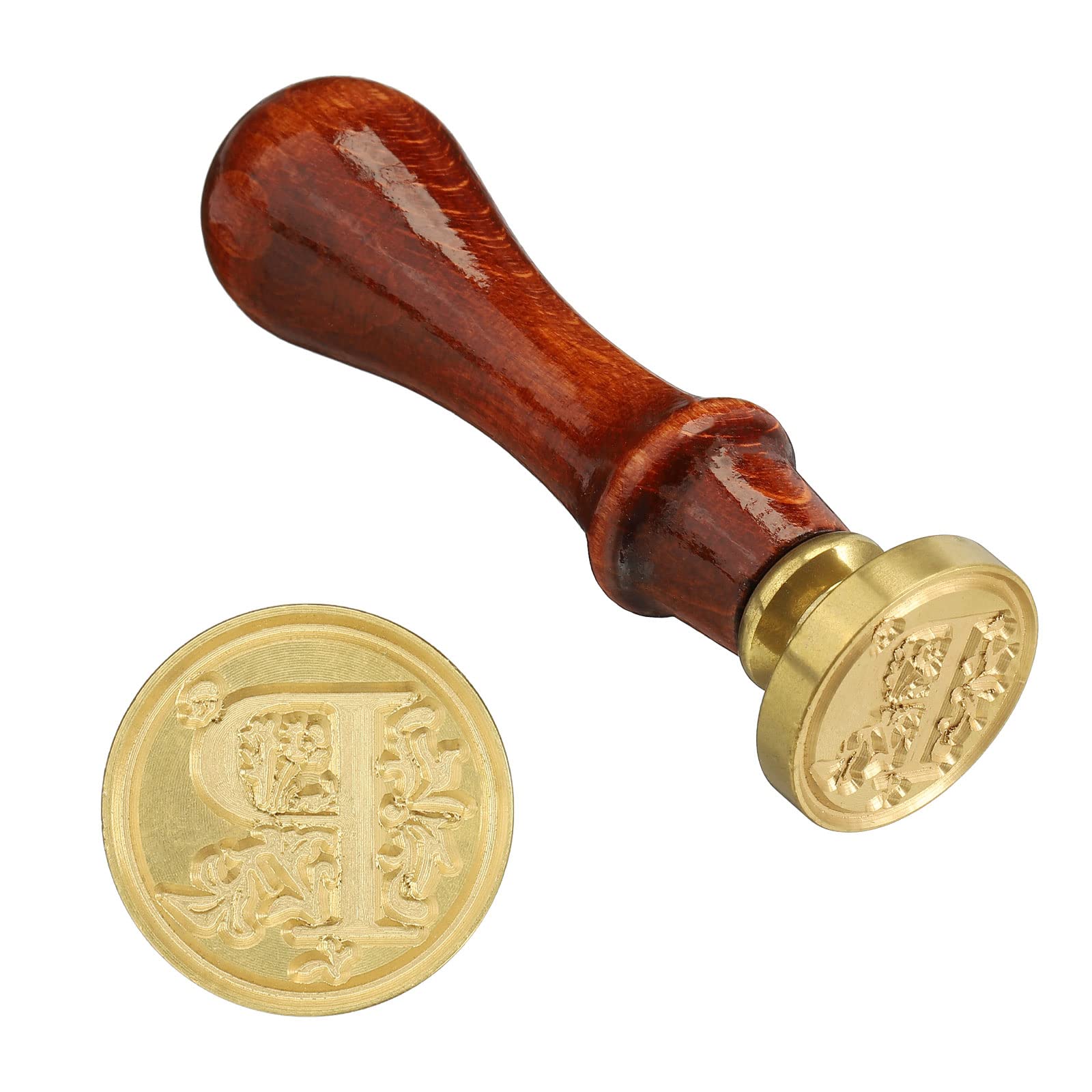 PATIKIL Letter Wax Seal Stamp, Alphabet P Wooden Handle 25mm Removable Retro Brass Head Classic Sealing Stamp for Envelope Invitation Card Wedding Gift Decoration