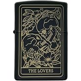 Zippo Custom Tarot Card Lighter &ndash; 23 Engraved Major Arcana Designs &ndash; Black Matte Windproof Refillable Lighter &ndash; Made in USA &ndash; Personalized Gift Collectors (The Lover)