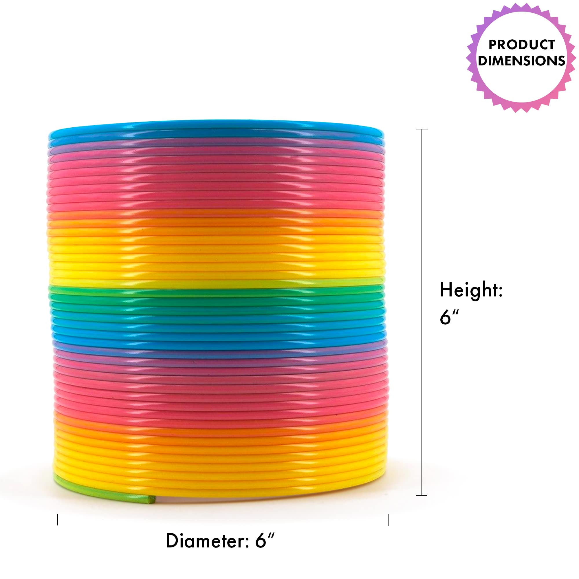 Giant Slinkie Coil Spring Toys For Kids - 6’’ Jumbo Rainbow Slinkie for Gift, Big Novelty Toy, Huge Springs Toys Large Birthday Party Favor, Fun Giant Plastic Slinke Toy for Kids Boys & Girls - Srenta