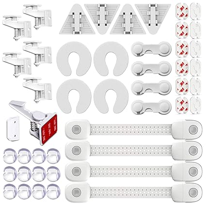Kindersicherung Set 50 tlg, 6x unsichtbare Schranksicherung 8x