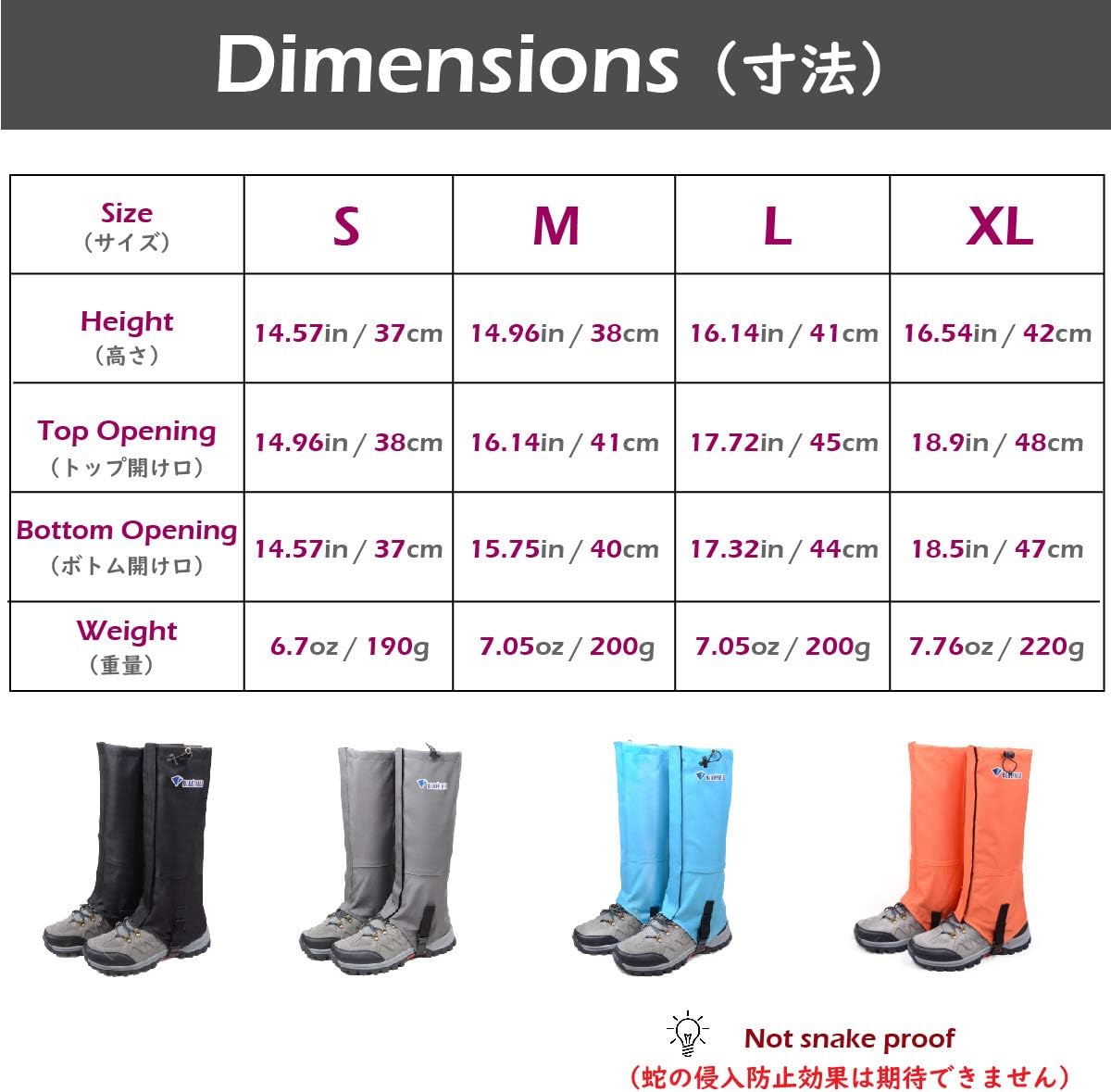 TRIWONDER Gators for Hiking Gaiters Waterproof Shoe Gaiters Rain Snow Boot Gators Men Women Outdoor Running Walking Climbing Hunting Backpacking Snowshoeing Lightweight Ankle Leg Gaiters (1 Pair): Sports & Outdoors