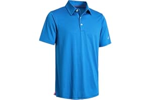 M MAELREG Men's Golf Polo Shirts Short Sleeve Striped Performance Moisture Wicking Dry Fit Golf Shirts for Men