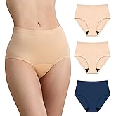 IRISMORII Washable Incontinence Leak Proof Underwear for Women Absorbent Panties Protective Briefs Postpartum 3 Pack (Beige Beige Dark Blue M)
