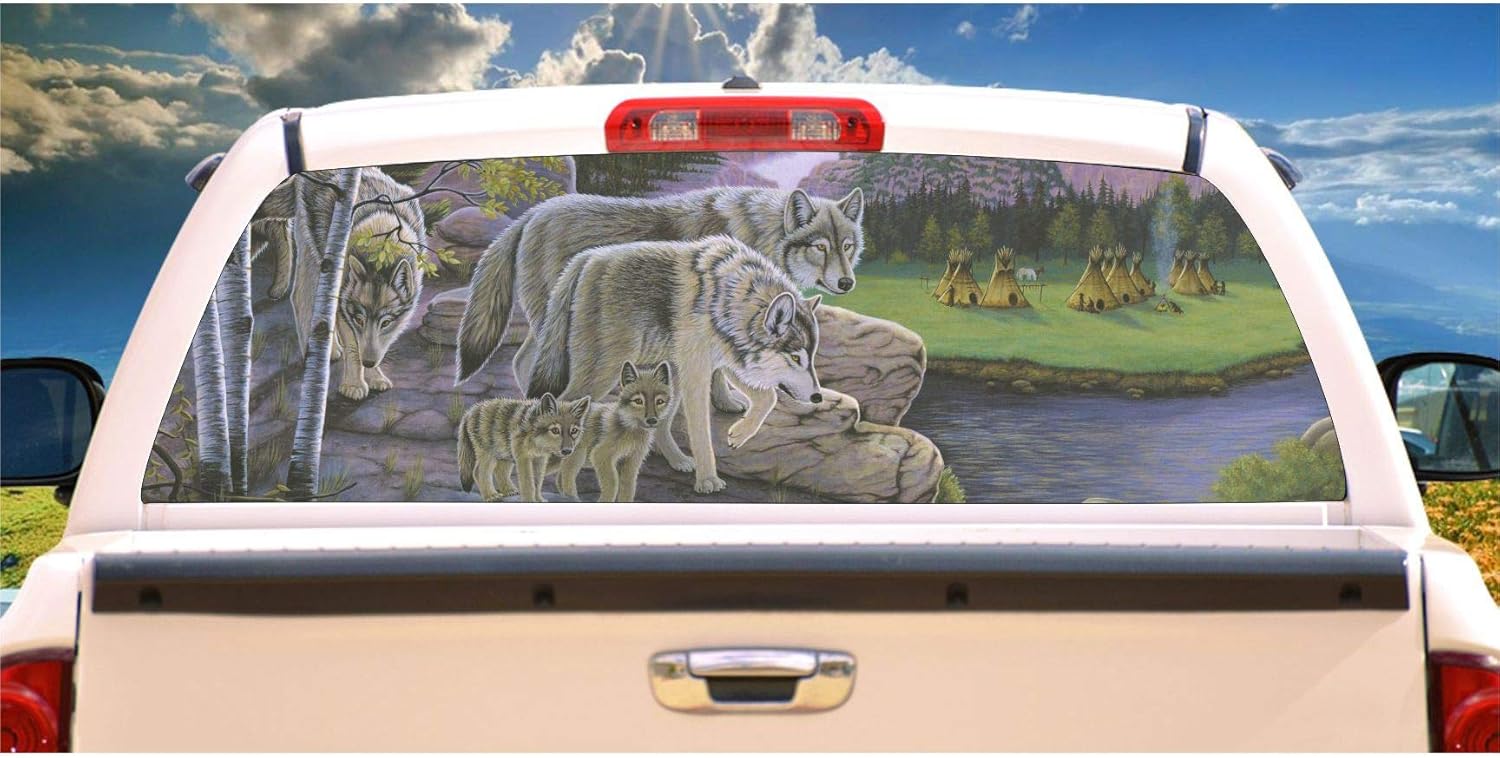 TIRE COVER CENTRAL Path of The Wolves with Wolf pup Rear