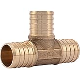SharkBite 1 Inch Crimp Tee, Brass Plumbing Fitting, PEX Pipe, PE-RT, UC374LFA