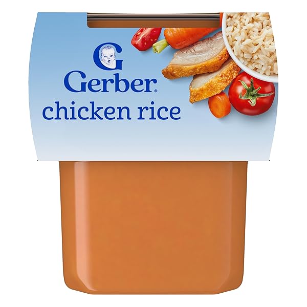 GERBER STAGE 2 BABY FOOD, CHICKEN RICE PUREE TUB, NOURISHING BLENDS, NO ADDED COLORS OR FLAVORS, BABY PUREE, 2-PACK