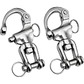 Snap Shackle swivel shackle 316 Stainless Steel Quick Release Shackle 2Pcs | Swivel Shackles,Snap Shackles Sailing Halyard, Clevis Swivel Eye Snap Shackles for Sailing Rigging Shackles