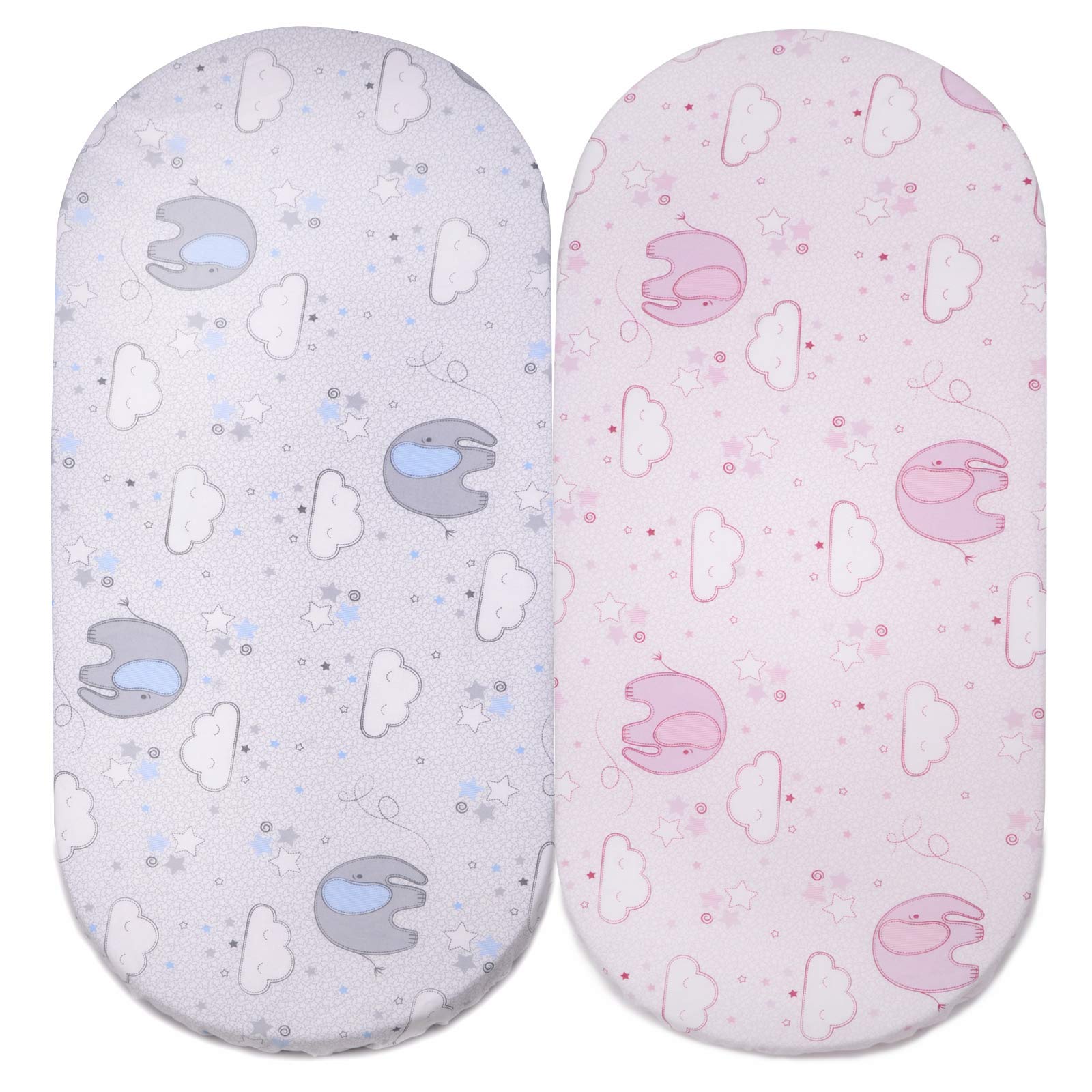 PEKITAS Pack of 2 Adjustable Fitted Sheets 75 x 33 cm 72 x 33 cm Trolley Made in Spain