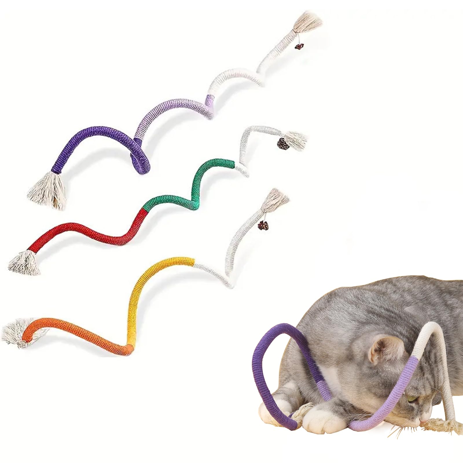 ChenYuehao 3Pcs Funny Cat Bite Rope Chew Attractive Kitten Teething Chew Toy Rope Useful Catnip Bite Rope for Interactive Cat Stress Release