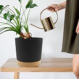 QCQHDU 20cm Plant Pot 2 Pack with Drainage Holes & Saucer Dark Grey view 5