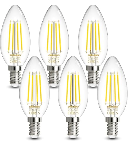 Depuley 4W E12 LED Candelabra Bulbs – 5000K Daylight, 500LM, 80+ CRI, Non‑Dimmable, 6‑Pack (Equivalent To 40W Incandescent)
