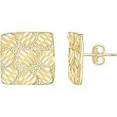 10kt Yellow Gold Unisex Square Nugget Stud Earrings