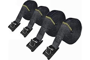 DSHTP Tie Down Strap,Lashing Straps with Adjustable Buckle Heavy Duty Secure Straps up to 600 lbs for Cargo, Luggage, Bicycles, Motorcycles, Truck, SUV, Car Roof Rack, Canoe (Black, 9.8ft)