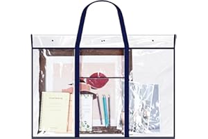 Windyun Large Poster Storage Bag 48" x 36" Bulletin Board Holder Art Portfolio Case PVC Art Portfolio Container Bulletin Board Storage Box with Pocket for Classroom Teacher Organization (Blue,1 Pack)