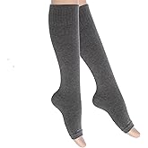SocksLane Toeless Cotton Compression Socks for Women & Men. 15-20 mmHg Knee-High Support - 1 pair