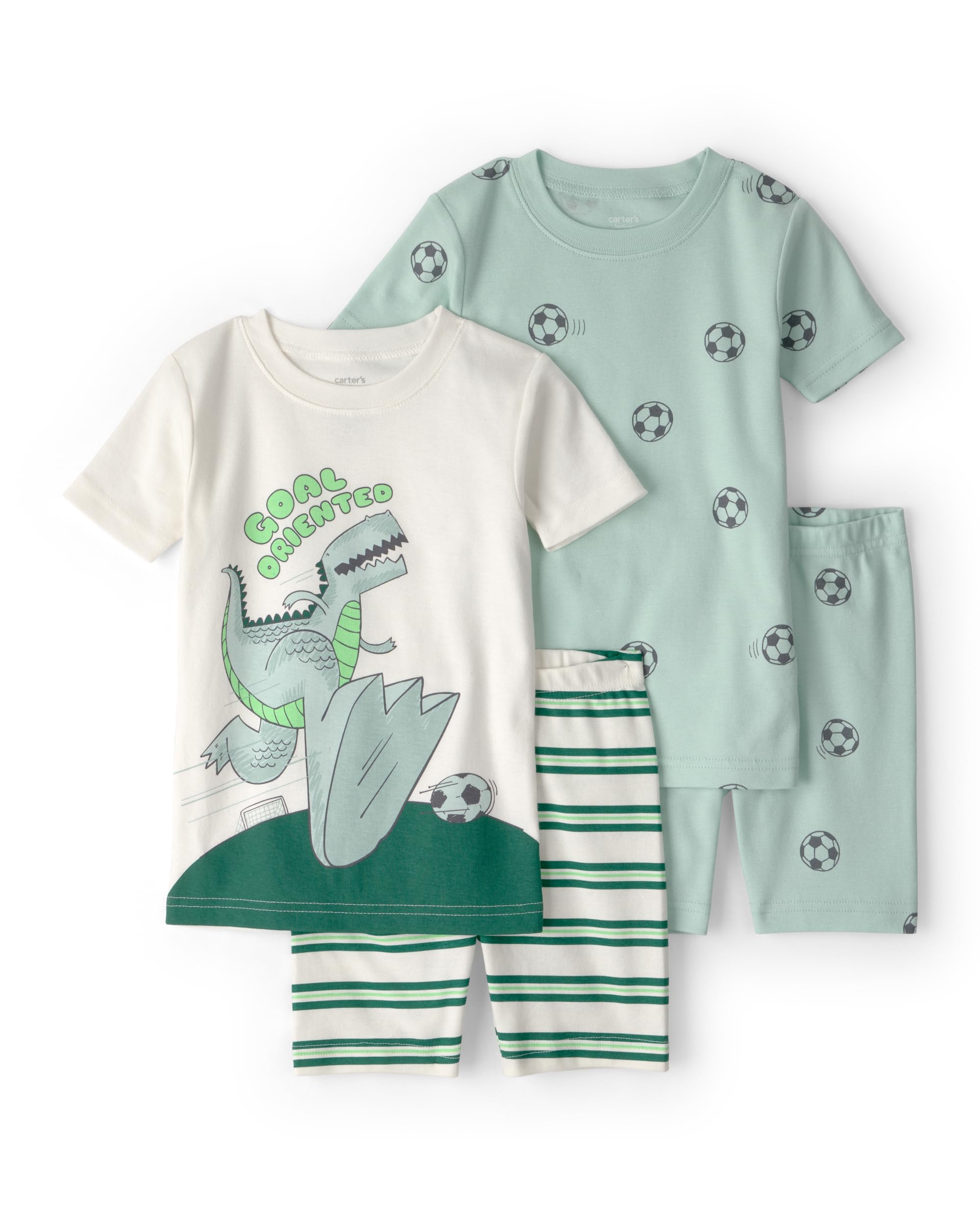 Carter’s Boy 4-Piece Tight Fit Cotton Pajama Set, Green, 3T