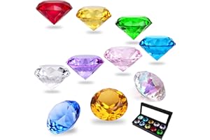 HDCRYSTALGIFTS 40mm(1.5 in) Crystal Diamond Jewels Paperweight Fake Diamonds Table Decoration Party Favors Gift, Glass Paperweight, Pack of 10 (Multicolor)