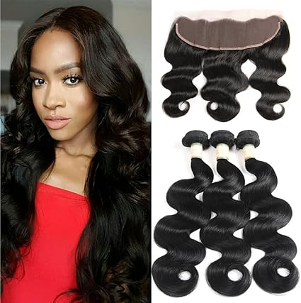 View Brazilian Body Wave Hair 3 Bundles With Frontal Images