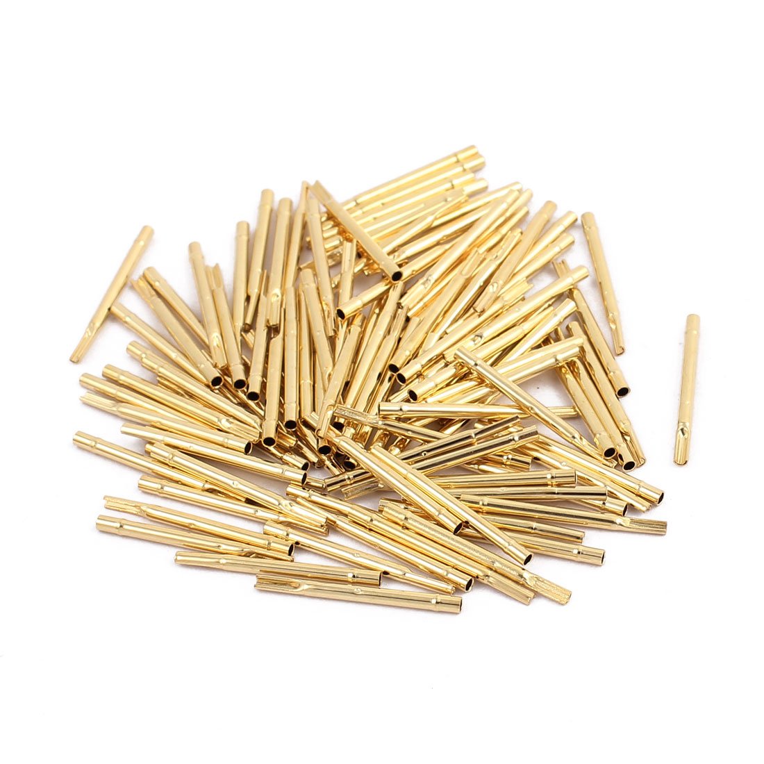 sourcingmap 100pcs R75-2S 1.32mm Dia 17.5mm Length Metal Test Probe Needle Cover Gold Plated