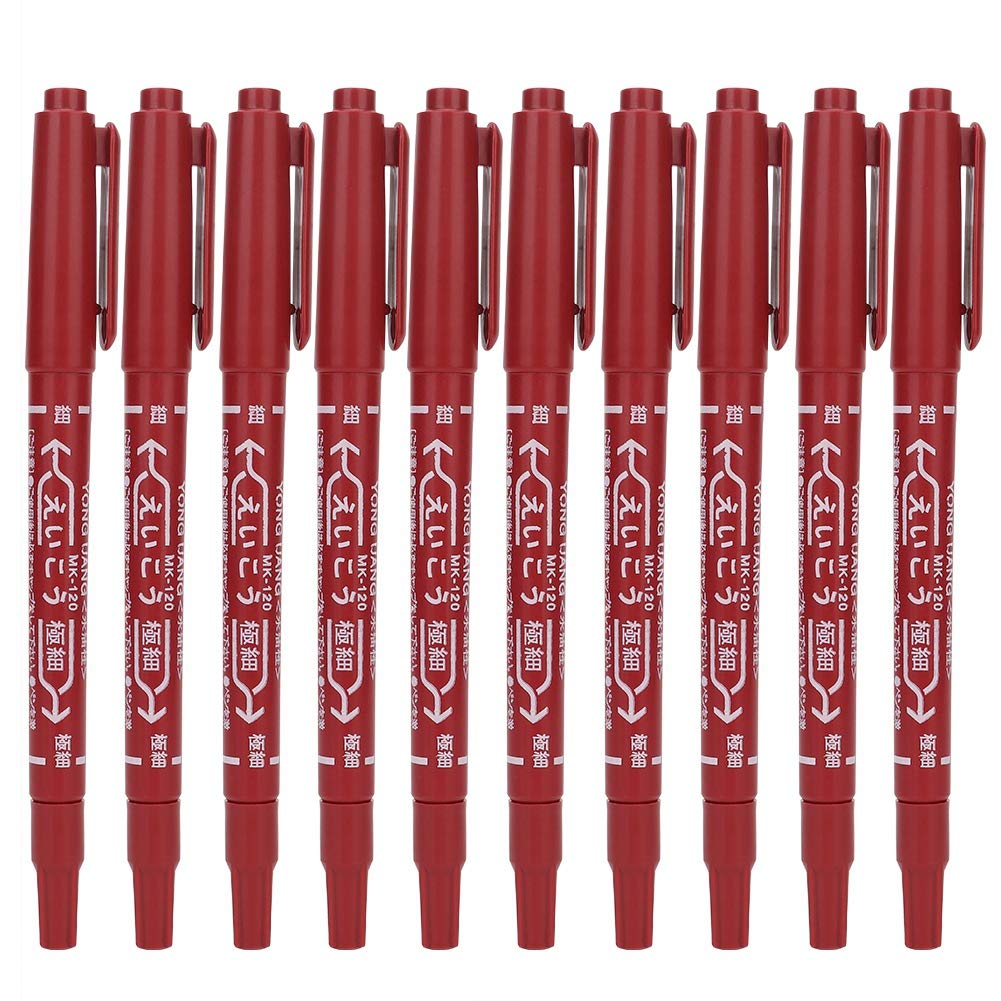 Joyzan Marking Pen, 10Pcs Double Ended Marker Piercing Positioning Pen Tool Dual Removable Aesthetic Procedures Surgical Stencil Sites Accessories for Men Women Teenage Adult(Red)