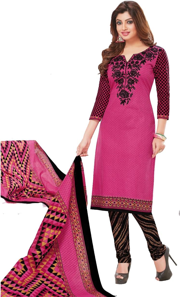 Gorgeous and Fashion Attire Pink Unstitched Cotton 1509 Salwar/Chudidar Dress Material