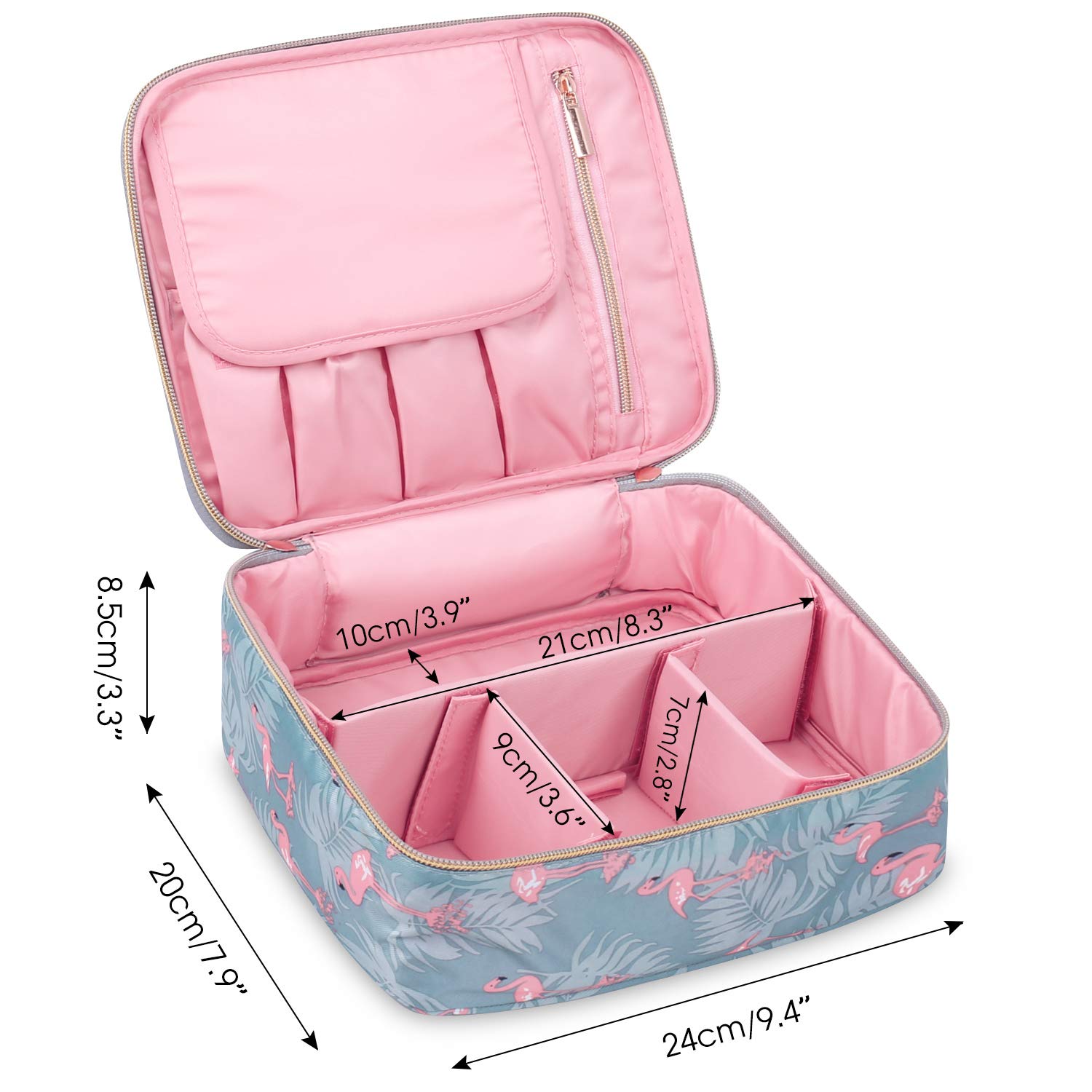 Travel Makeup Bag Large Cosmetic Bag Makeup Case Organizer for Women and Girls (Flamingo) : Beauty