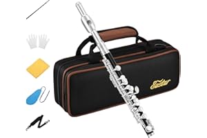 Eastar Piccolo Instrument for Beginners Students, Key of C Flute, Resin, Hard Case, Cleaning Kit, Gloves, 2-Piece, Black, EPC-3S