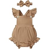 YOUNGER TREE Newborn Baby Girl Clothes Solid Color Ruffle Sleeveless Romper Infant Summer Jumpsuit Outfit