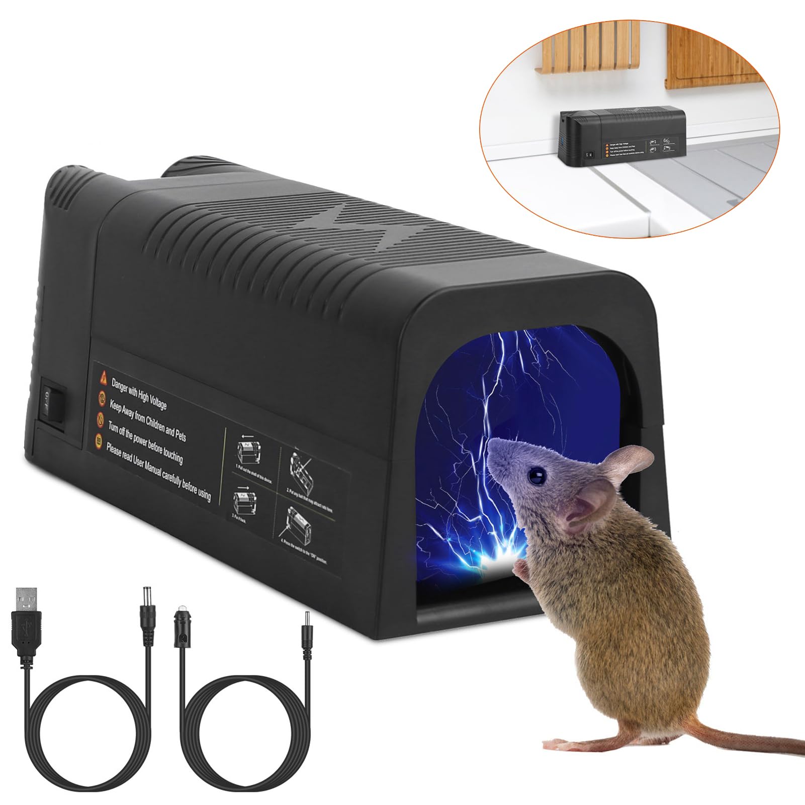 Photo 1 of KOCASO Indoor Electronic Mouse Trap, Small Humane Electric Rat Trap for Homes No See Kill, No Touch Instant Kill Rodent Zapper Mice Traps Killer for House, 1800V High Voltage Shock, Reusable, Pet Safe