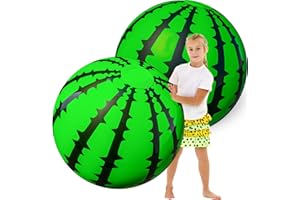 Tcvents Watermelon Beach Balls 2 Pack- Big Inflatable Sports Ball Pool Toys Outdoor Watermelon Balls 26", Large Beach Balls for Kids Adults Summer Toys Pool Party Decorations 21" After Inflated