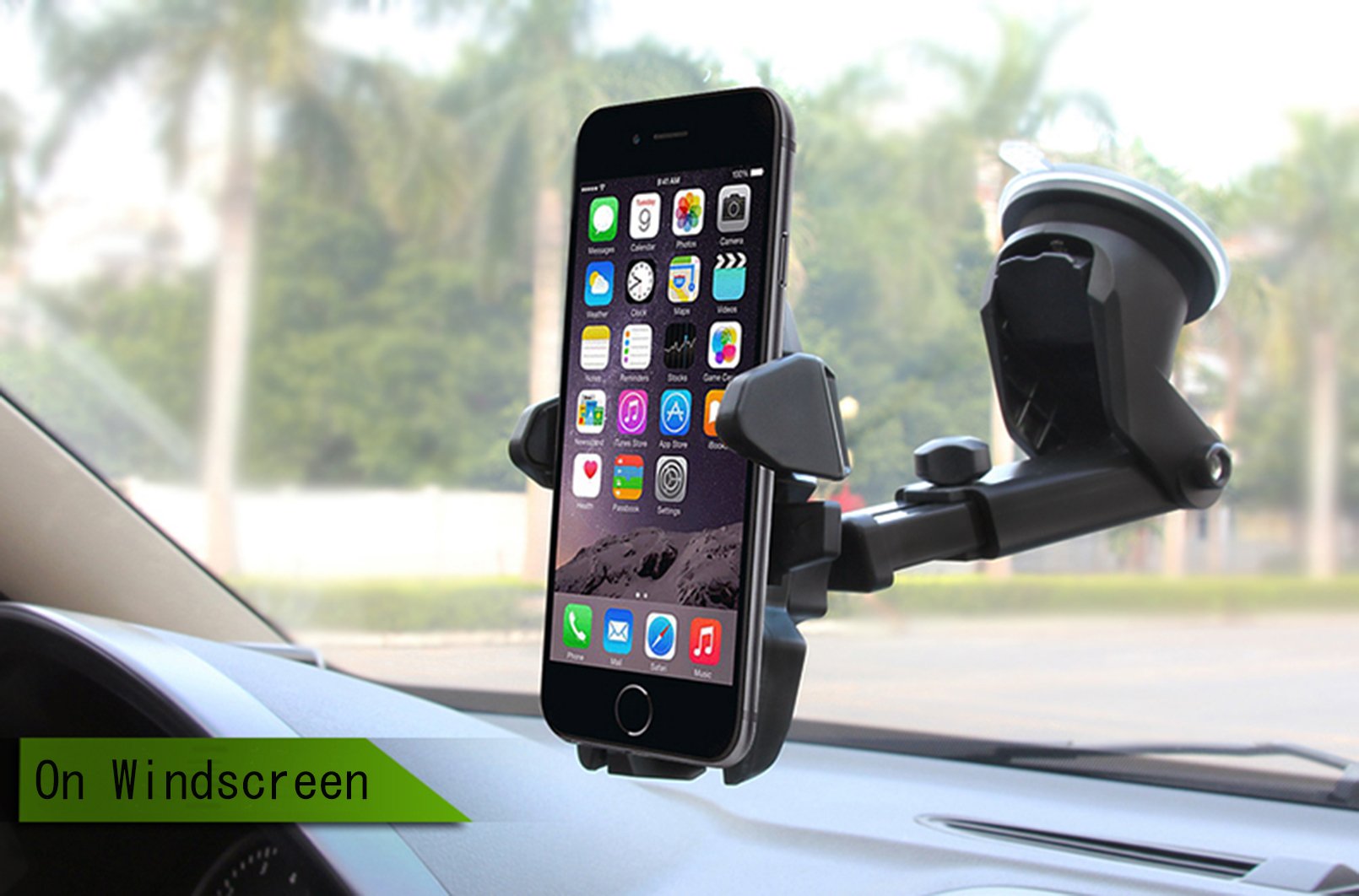 Stable Car Mount Phone Holder,Universal Windscreen Dashboard Mobile Phone Mount Car Cradle Suction Cup Adjustable Long Telescopic Arm with Auto Release for iPhone 7 Plus/7/6S Plus/6Plus/6S/6/5,Samsung Galaxy S8 S7 S6 Note 5/4/3 HTC, Nokia, 
