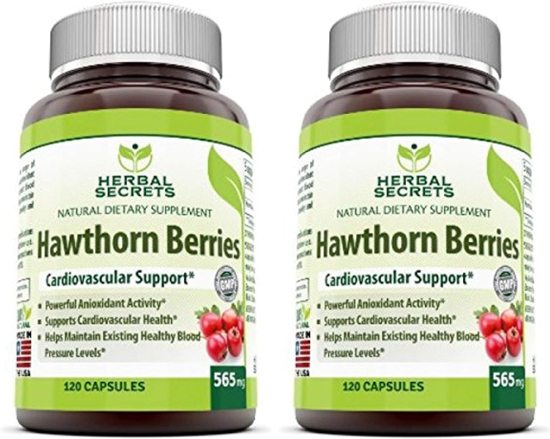 Herbal Secrets Hawthorn Berries 565 Mg 240 Capsules (Non-GMO) - Supports Cardiovascular Health, Helps Maintaining Existing Blood Level, Powerful Anioxidant Activity*