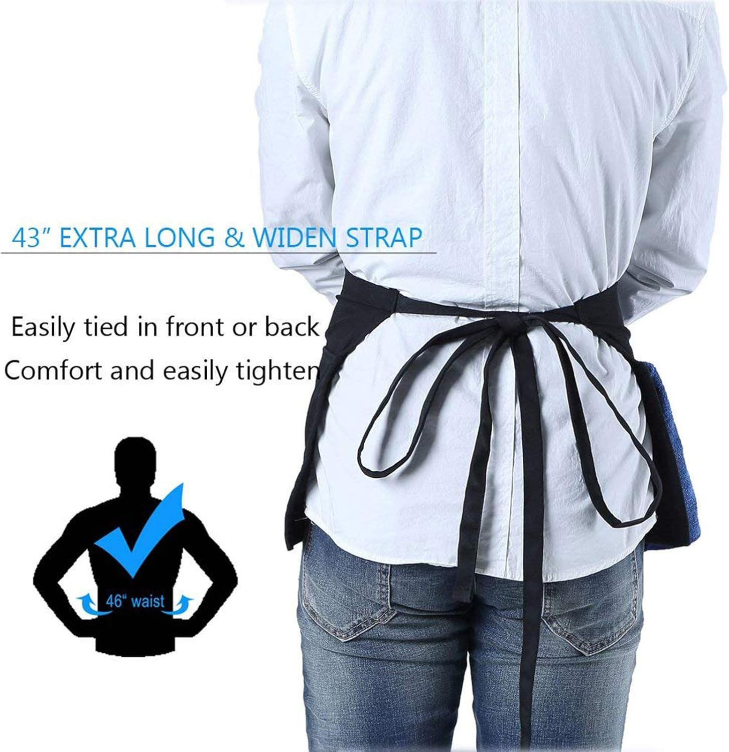 BOHARERS Waist Apron with 3 Pockets - Black Waitress Waiter Server Short Aprons: Home & Kitchen