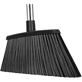 Heavy Duty Broom, 55 Inch Long Handle Outdoor Large Angle Brooms, Commercial Broom for Sweeping Indoor, for Home Garage Kitchen Office Courtyard Lobby Patio Lawn Concrete，Black
