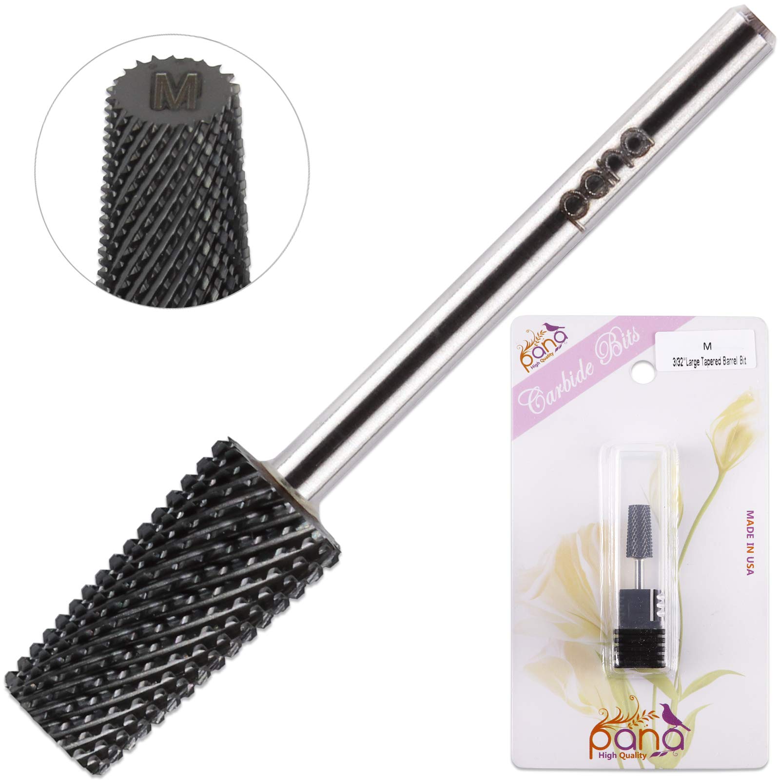 PANA Tapered Barrel Carbide 3/32" Shank Size - (Black, Medium Grit) - Fast remove Acrylic or Hard Gel Nail Drill Bit for Manicure Pedicure Salon Professional or Beginner - Image 3
